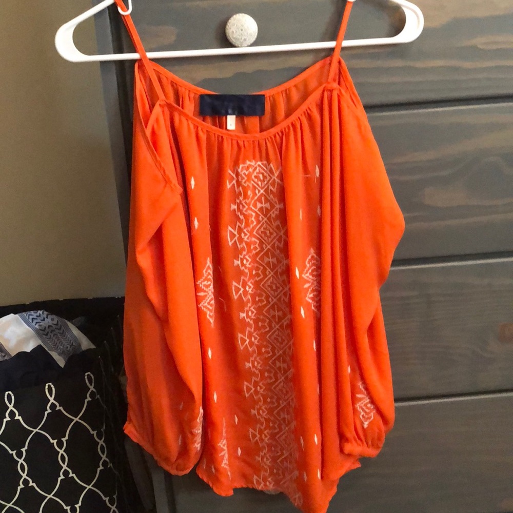 Orange Cold Shoulder Blouse